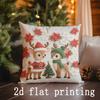 Home Decor Christmas-themed Jolly Deer & Bow Pillow Covers Pattern Cushion Cover Suitable for Sofa Bedroom Car Pillow Cover