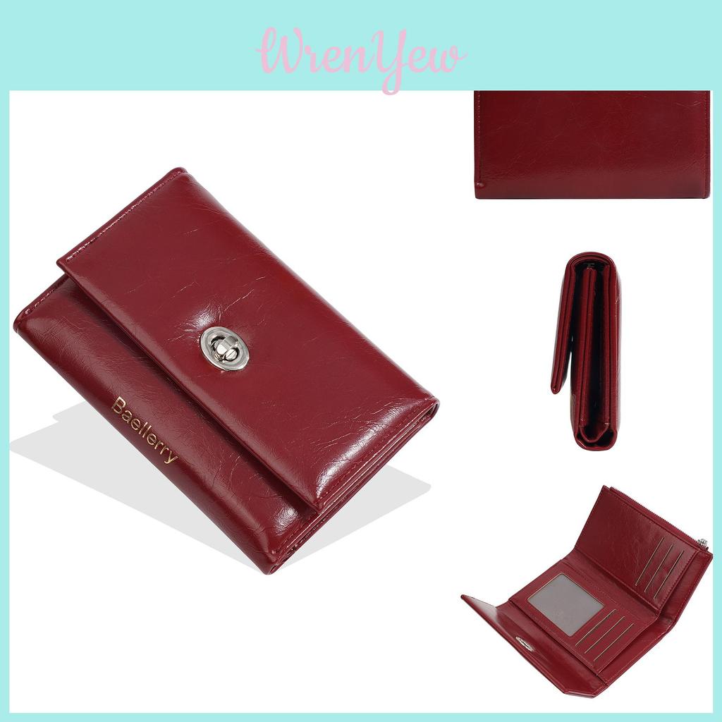 Pu Women Long Wallet With Three Fold Design And Solid Color For Casual Outings