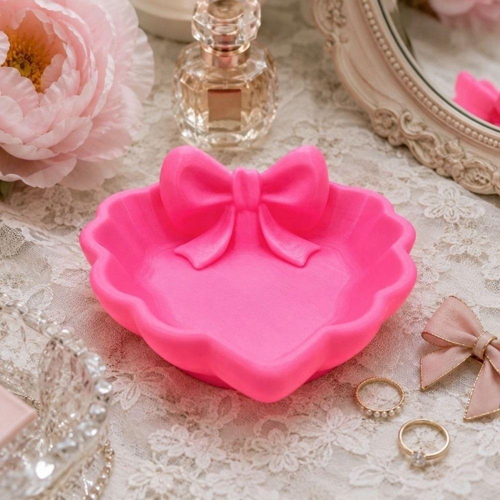 3D Printed Bow Jewelry Tray Love Heart Shell Shape Trinket Dish Ring Holder Dorm