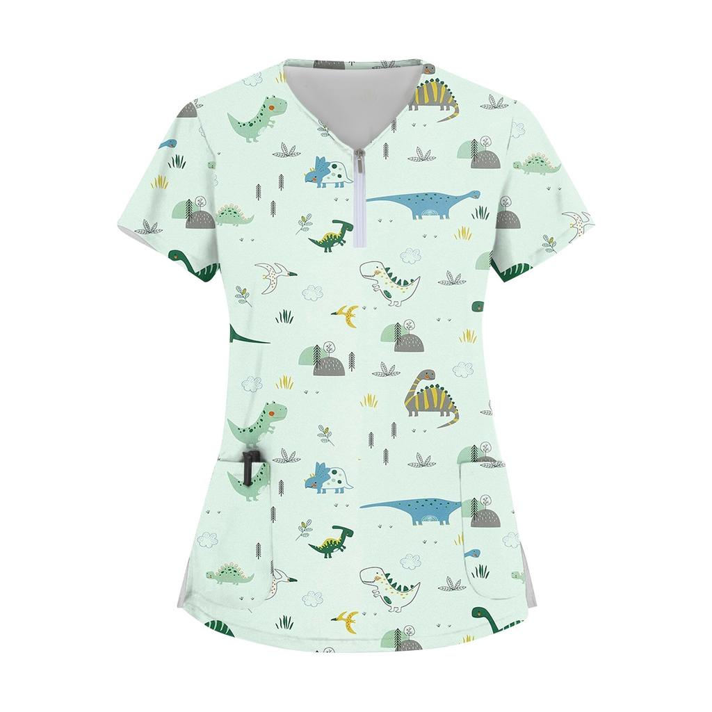 Women's Zip Collar Fashion Casual Small Animal Prints Tops Dry-nurse Top