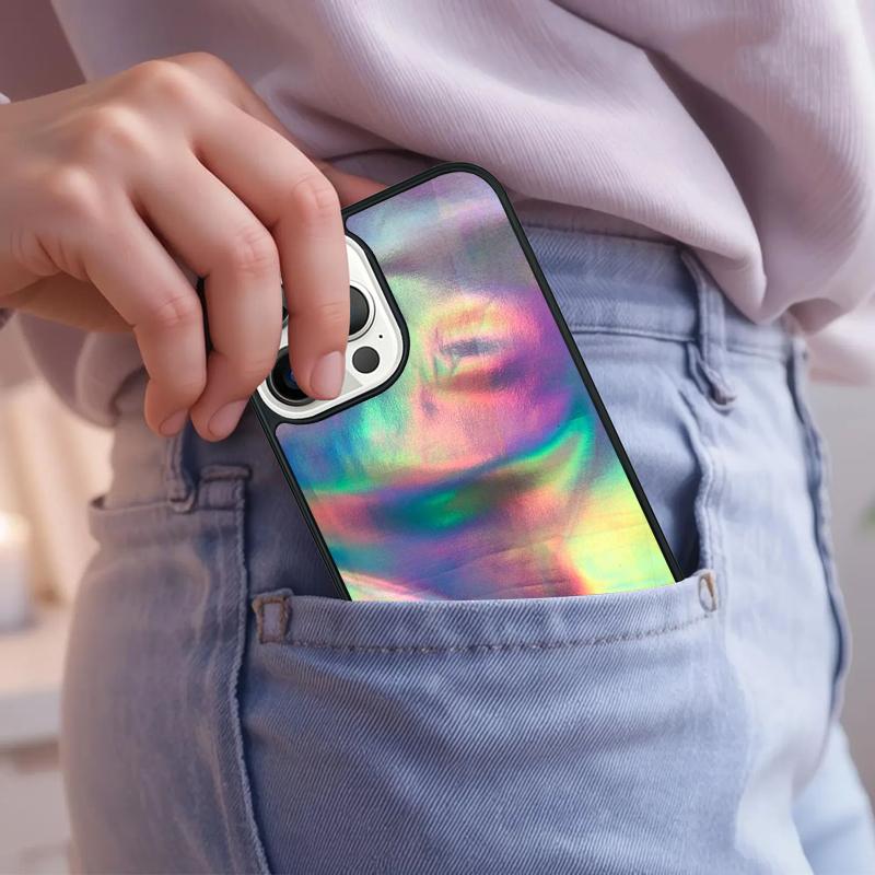 Голографический переливающийся чехол для телефона для iPhone 17 Air 15 16e 14 13 Pro Max Coque 12 11 Pro Max PLUS
