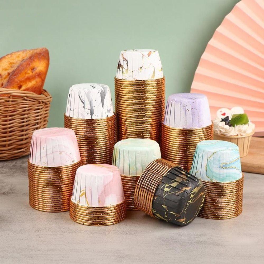 50 шт. Кухонные принадлежности для выпечки Фольгированные формочки для кексов Обертка для торта Форма для выпечки