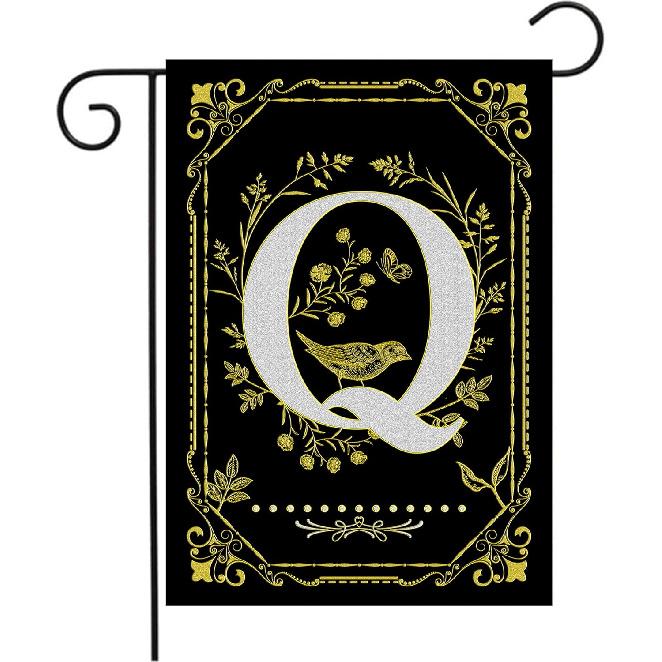 Monogram Q Garden Flag Initial Outdoor Flags Letter Q Flag for Front Yard Porch Lawn Outside Seasonal Garden Flags 12x18 Double Sided