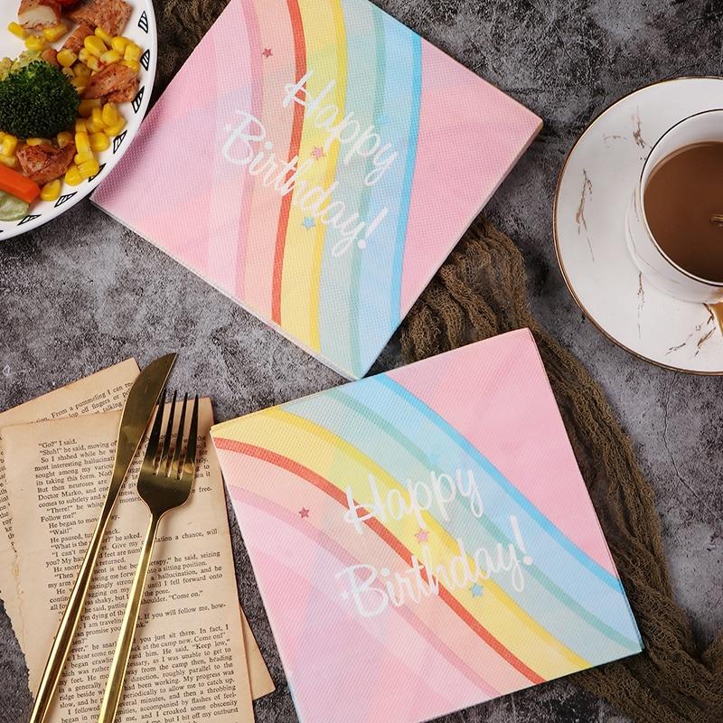 Одноразовые салфетки для вечеринок, двухслойные, 20 шт./упак., с рисунком «С Днем Рождения»