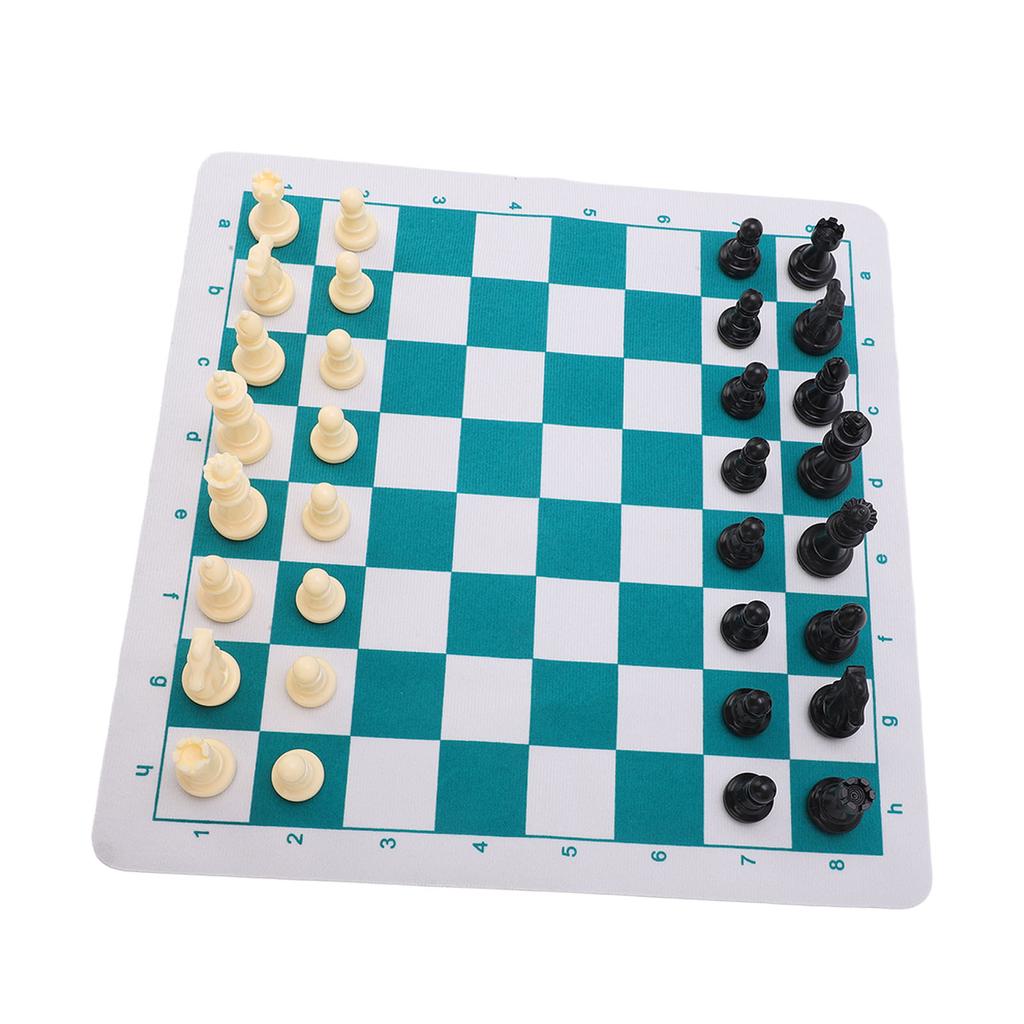 Шахматный набор Пластиковые фигуры Коврик для мыши Настольные игры Шахматная доска из ПУ кожи Дорожный Собрание Детская игрушка