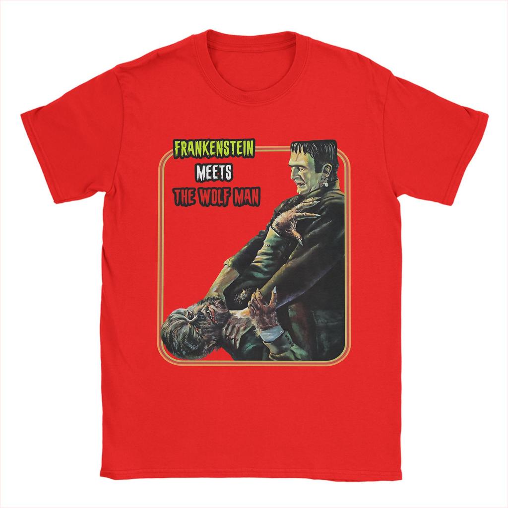 Vintage Frankenstein Meets the Wolfman T Shirt Unisex Cotton Short Sleeve  O-neck Summer Clothing