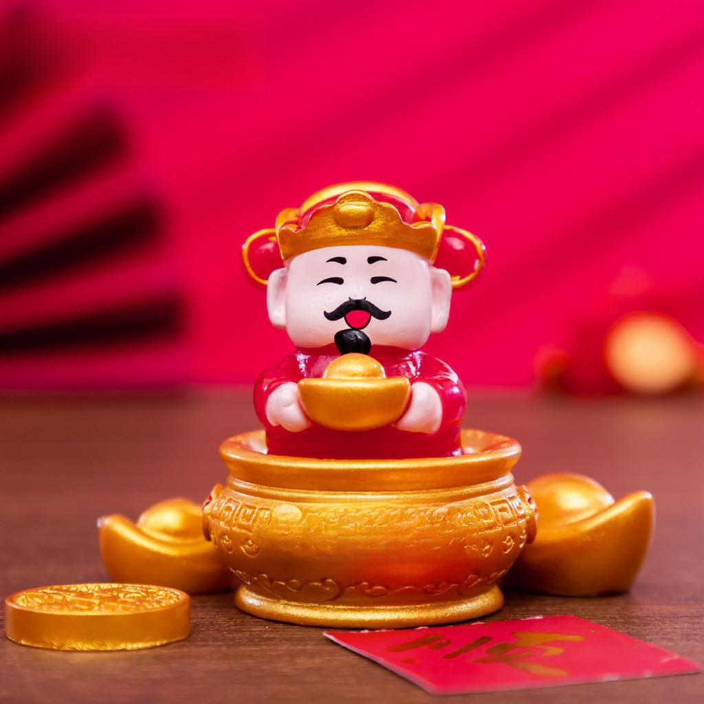 Festive Resin God Of Wealth Miniature Cute Diy Blind Box Decoration