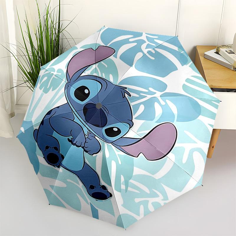 Stitch, Tropical Themed Automatic Opening and Closing Umbrella, Brightly Colored 8-rib Portable Umbrella, Suitable for Men and Women, A Perf