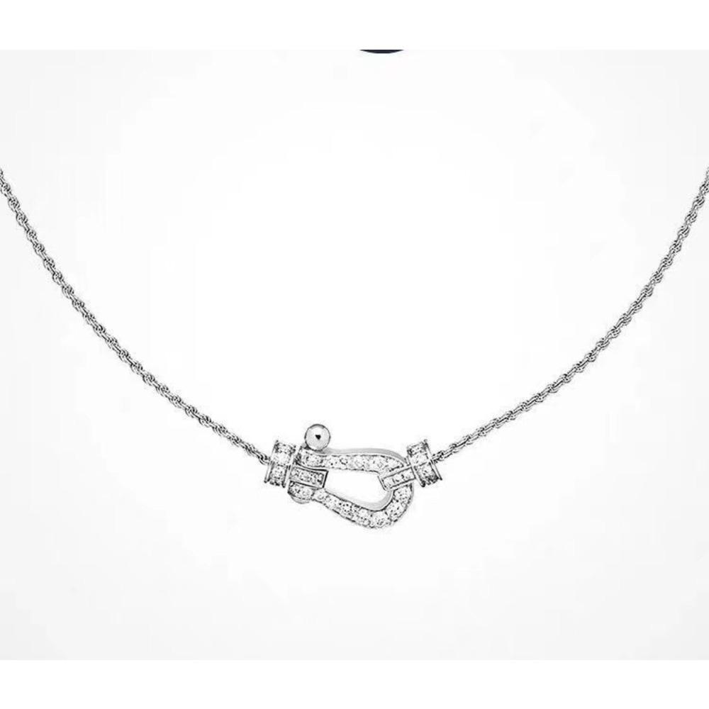 Horseshoe Necklace Rose Gold Mini with Diamonds Medium and Small Full Pendant Silver Jewelry Micro-setting Process