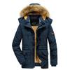 Plus Size Winter Fashion Men's Long Cotton Padded Jacket Warm Thicken Coat with Fur Collar Hoodie Jacket for Men
