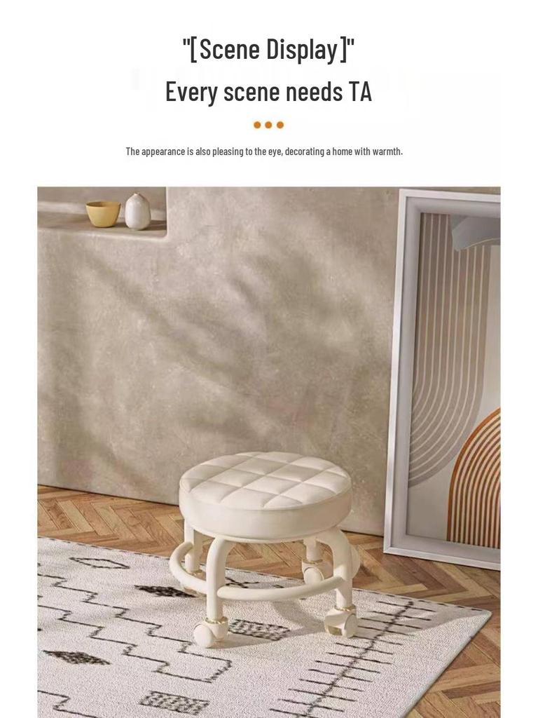 Пластиковое поворотное колесо Мобильный низкий табурет для гостиной или детской комнаты