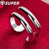 925 Sterling Silver Double Line Rings Female Couple Rings Jewelry