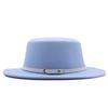 Hat Women's woolen top hat Autumn and winter solid color retro gentleman British style flat top belt accessories felt hat