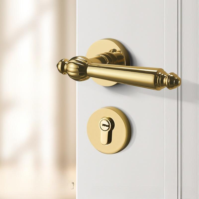 Vintage European Split Door Lock Handle Aluminum Zinc Alloy Silent Lever Lock With Keys Fit 35-45mm Bedroom Wooden Door Multi Color
