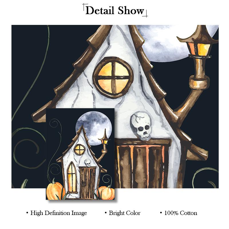 Black Skull Creative Wall Art Moon Kitten Scandinavian Poster Halloween Canvas Painting Wall Living Room Home Decoration