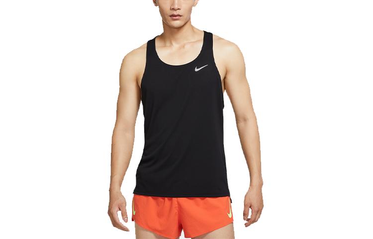 Nike Мужские майки для бега Черные с круглым вырезом Умеренный прямой крой DQ4733-010
