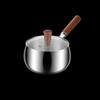 Мини-кастрюля из нержавеющей стали с ручкой из грецкого ореха