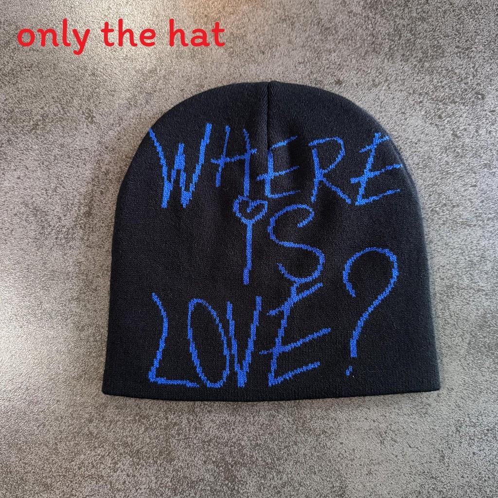 Блокировка Простой Цвет Буквенный Узор Нейтральный Повседневный Теплая Вязаная Шапка Зима Для