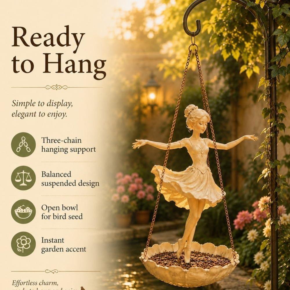Resin Ballet Dancer Hanging Planter Elegant Girl Hanging Plant Basket Cafe Decorations