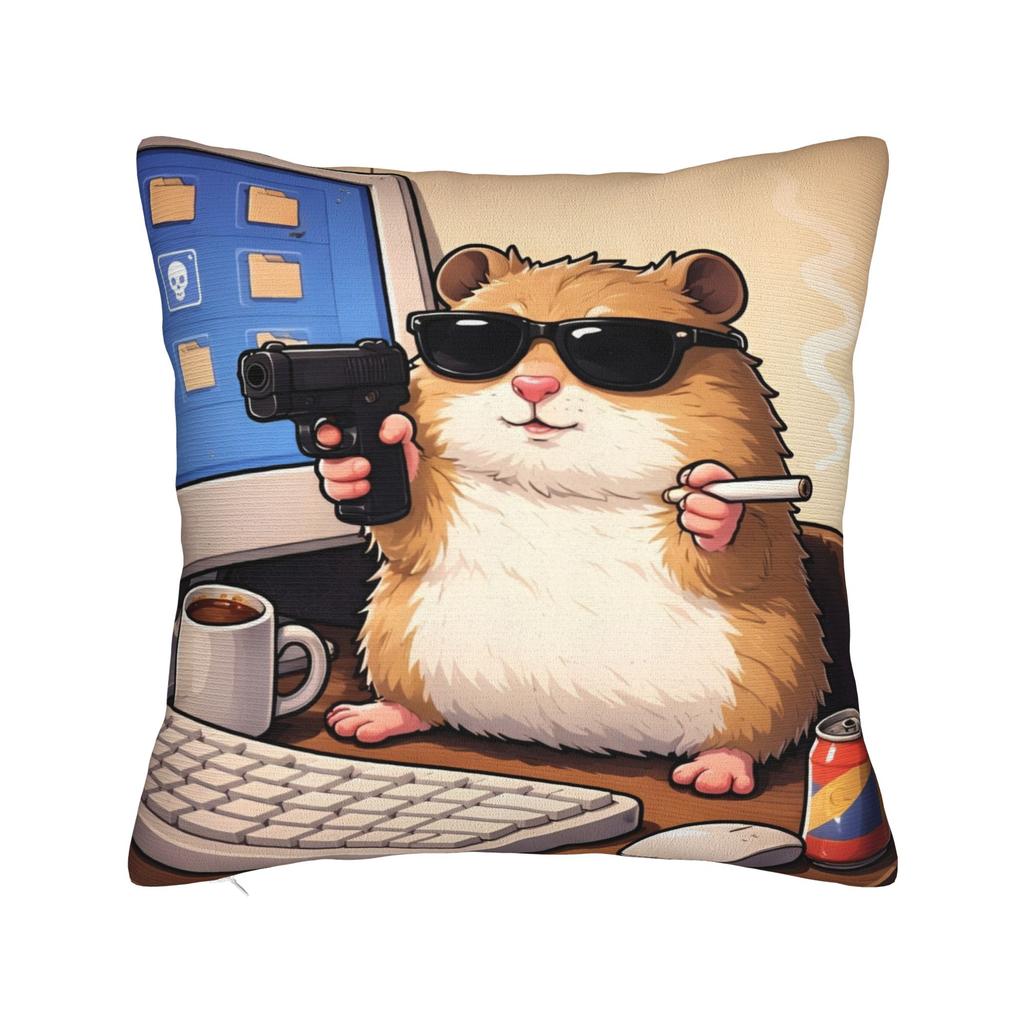 Funny Explosion Hamster Square Pillow Cases Cushion Cover Creative Polyester Decorative Pillowcover for Seat xcm
