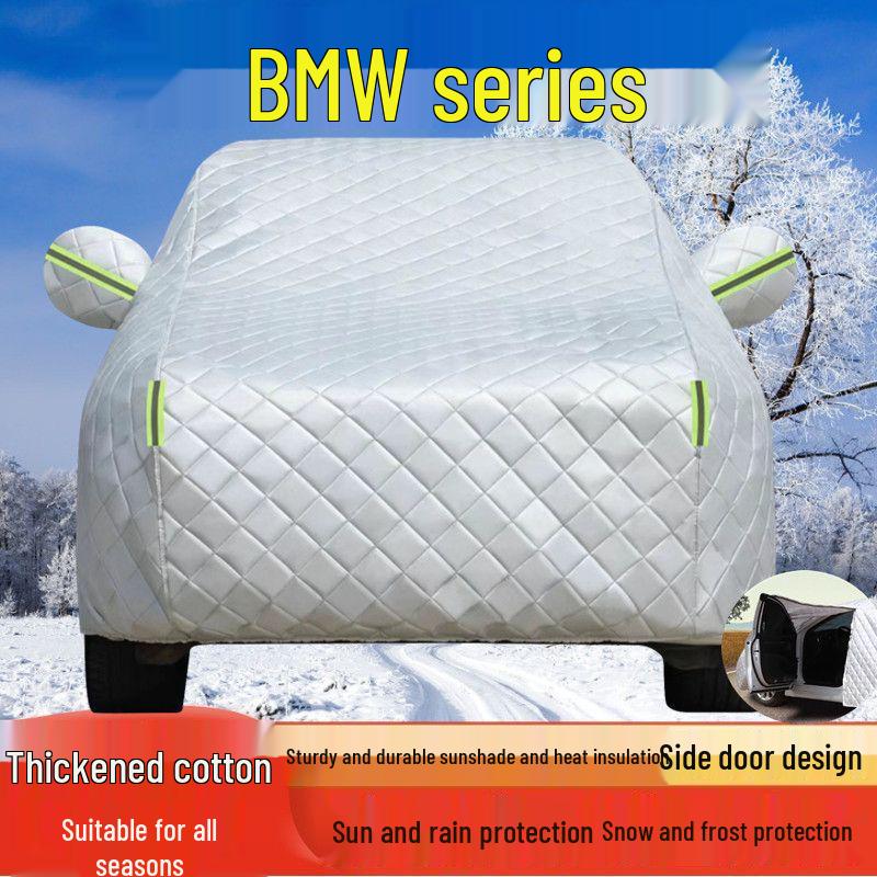 Чехол для автомобиля BMW: Подходит для 3 серии, 5 серии, X1, X3, X5, iX3 - Защита от солнца, дождя, града с использованием плотного стеганого хлопка