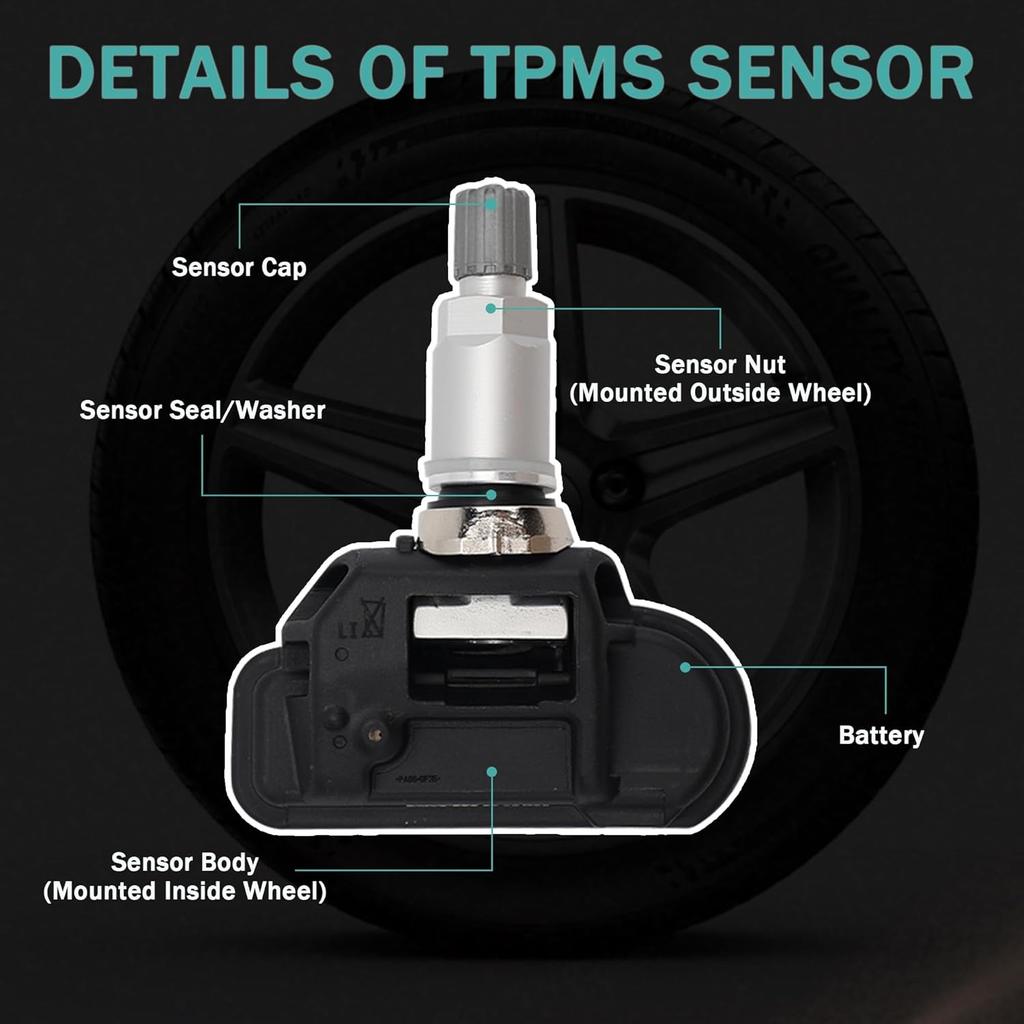 Датчики давления в шинах TPMS 433 МГц Программируемый датчик TPMS Совместим с Mercedes-Benz Smart Infitini Заменяет # A0009050030 A0009051804