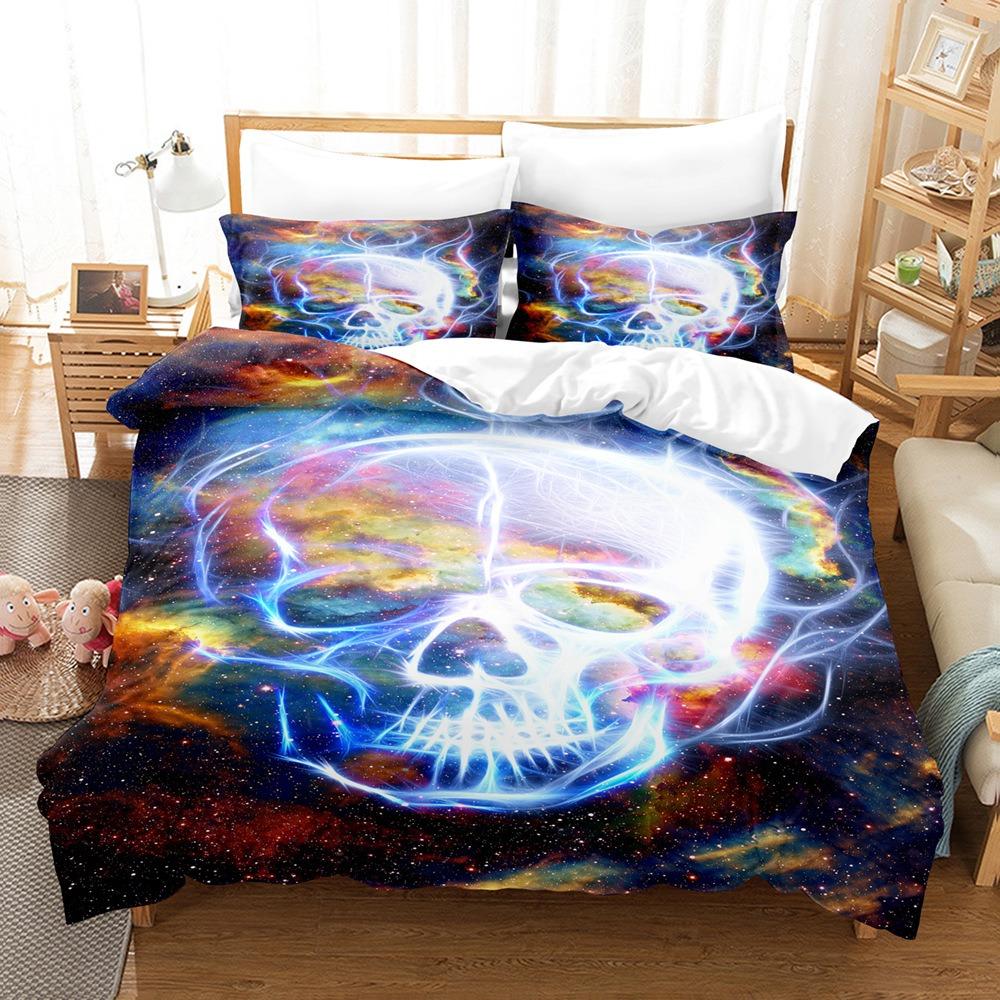 Halloween Bedding Comforter Sets Skull 3D Printed Comforter Sets Ultra Soft & Comfortable King Size Bedding Sets Decorative