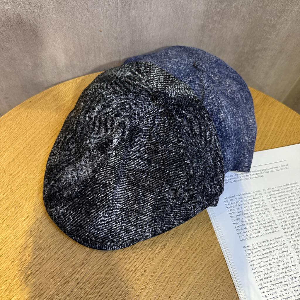 Vintage Beret For Women With Water Wash Denim And Short Brim For Daily Wear
