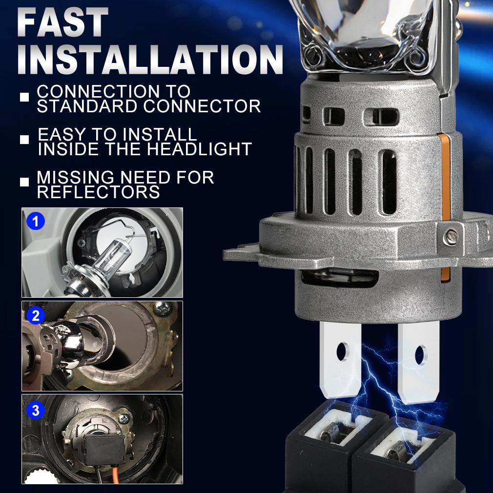 2 шт. Светодиодные линзы-проекторы H7 для фар H4 Canbus Автомобильные и мотоциклетные фары Мини Беспроводные Turbo 40000 лм Автоматическая противотуманная фара Plug&Play Фара 6500K Белый