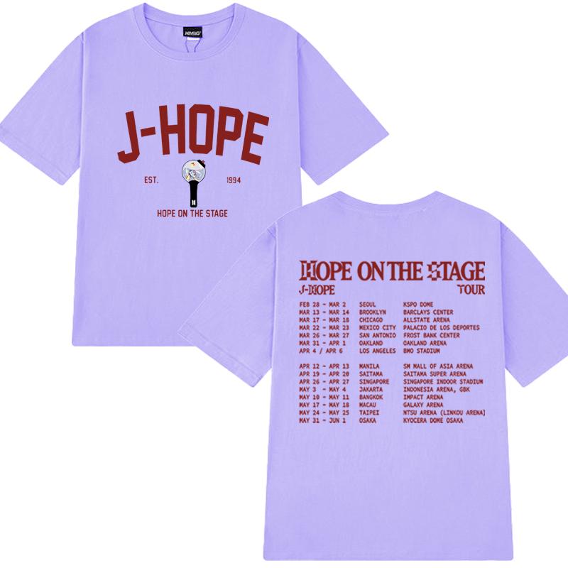 Футболка с принтом Kpop J-Hope Hope On The Stage Tour Setlist 2025 года для мужчин и женщин, модные футболки Y2k с коротким рукавом, унисекс, хлопковые топы