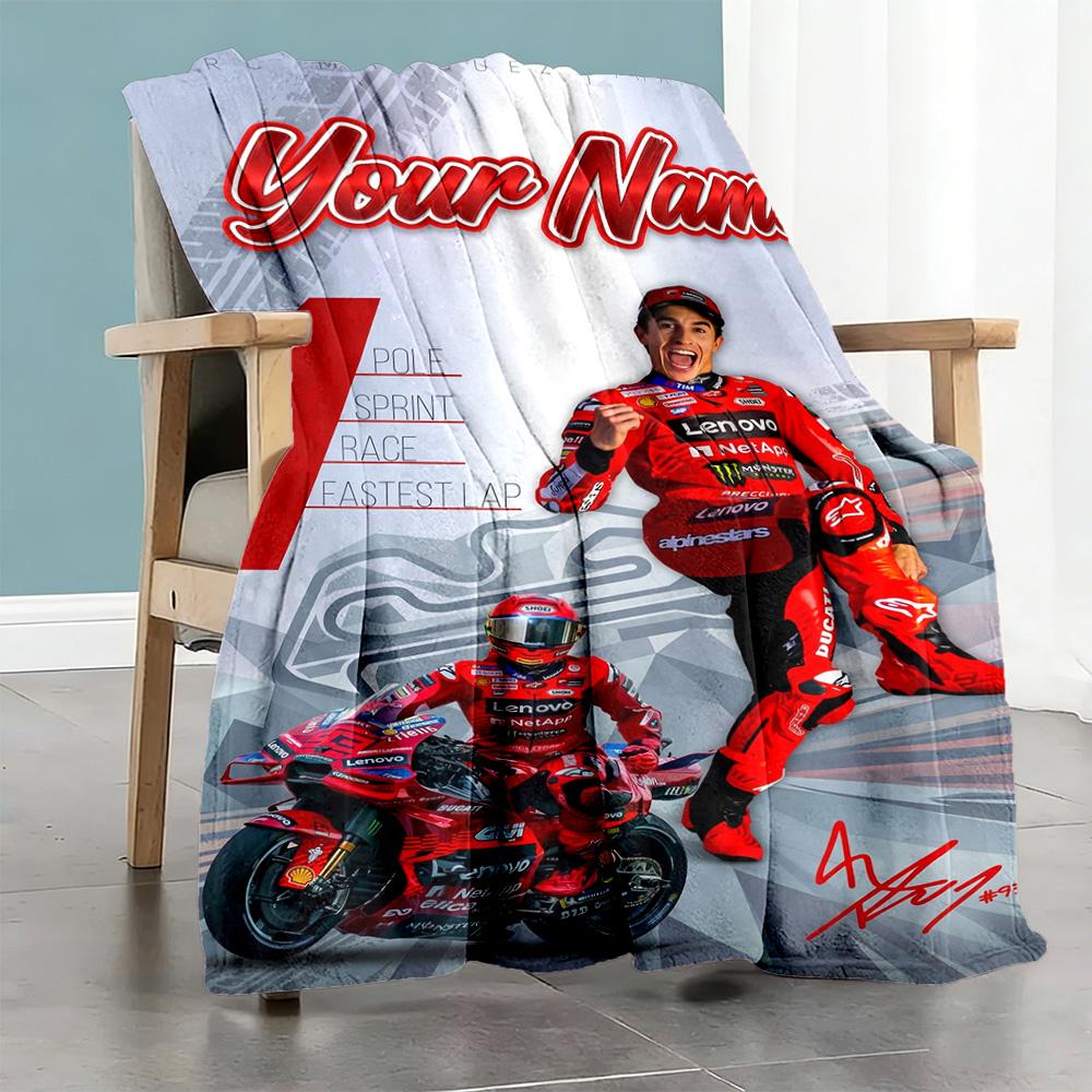 Marc Mrquez Personalized Name Blanket Multipurpose Personalized Blanket Soft Warm Cozy Great For Bed Home Decor Office Chair Four Seasons Universal