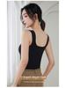 Женская бесшовная майка из шелка Ice Silk с нагрудными вкладышами и квадратным воротником — без бюстгальтера, красивый дизайн спины
