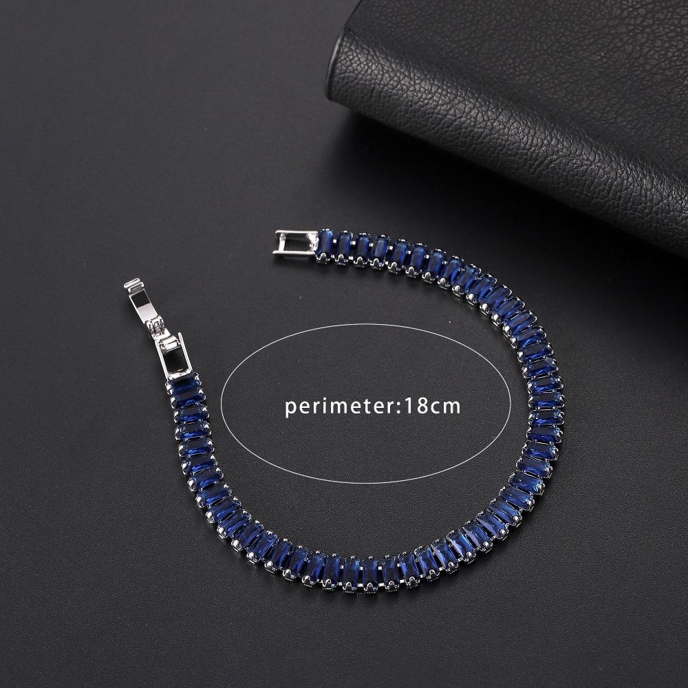 Luxury Sparkle 5A Zircon Tennis Bracelet Colorful Rectangle Cut CZ Stone Buckle Clasp Party Wedding Wrist Jewelry for Men Women