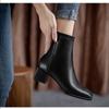 Thick Heel Ankle Boots Thick Heel Square Toe Short Boot Women Middle Heel Square Toe Short Autumn Fashion Low Heel Shoes The New