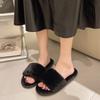 Female Home Cotton Slippers Women Autumn Winter Hairy Warm Footwear Solid Colors Fashion Sandals Woman Casual Flat Shoes
