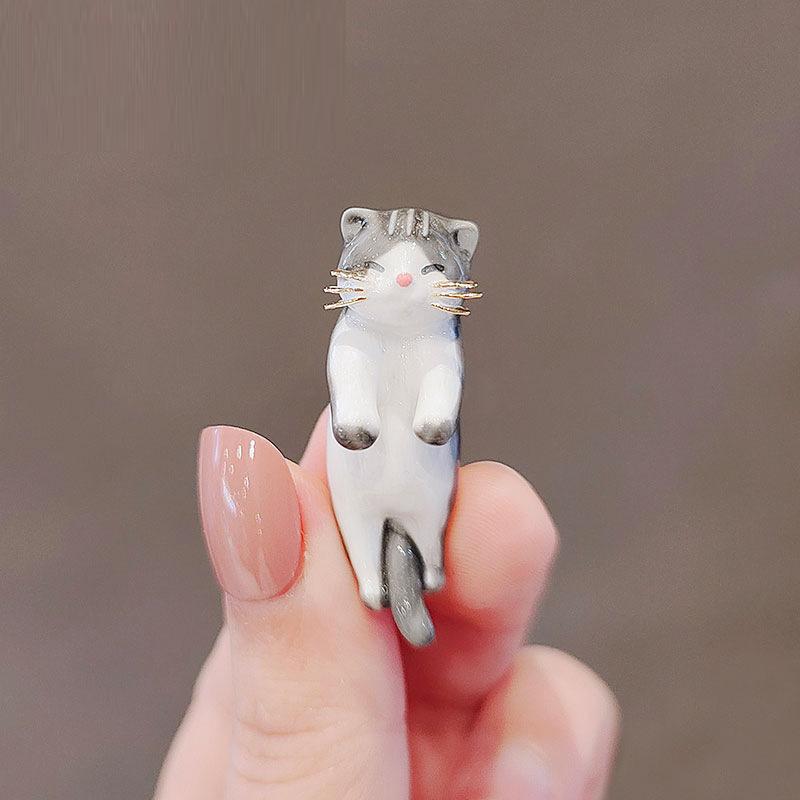Cute Three-Dimensional Kitten Brooch Year Creative Design Pin Sweater Accessories Women'S Suit Pin