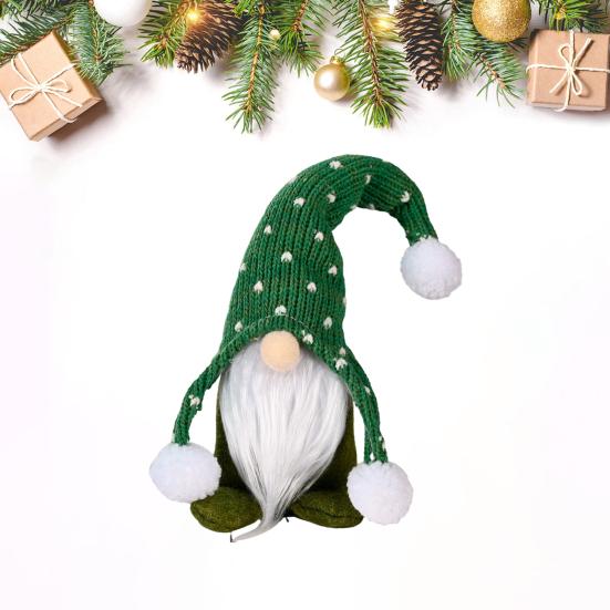 White Beard Faceless Doll Doll Display Knitted Hat Sitting Mold Heart Print Gnome Doll Ornament