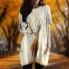 New In Autumn Fallen Deer Print Plus Size Dress Women O'neck Long Sleeves Casual Pocket Dresses