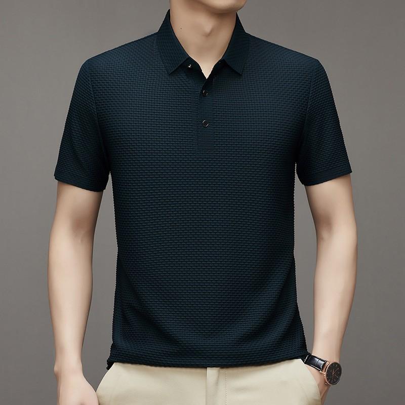 Новая летняя мужская футболка с коротким рукавом, крутая и дышащая рубашка-поло, деловой повседневный впитывающий пот топ