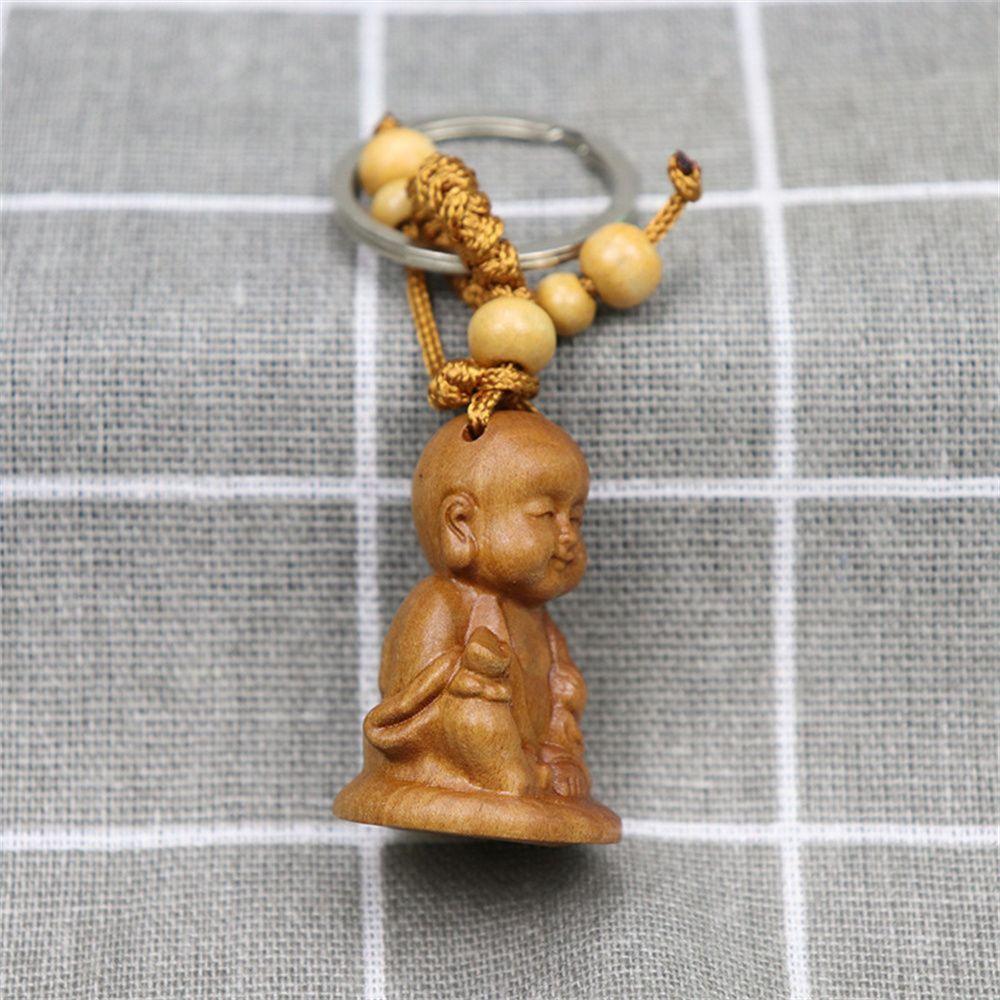 Подарок ювелирных изделий в форме монаха, деревянный брелок для ключей, резной кулон, брелок для ключей