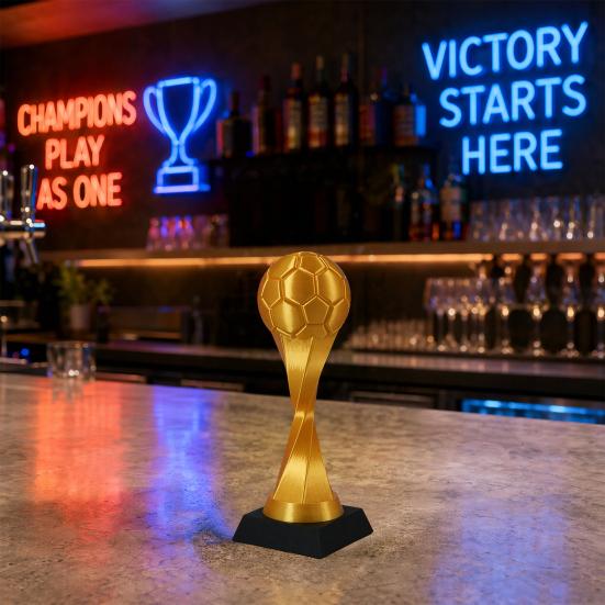 3D Printed Football Trophy Ornament, Mini Desk Display Model, Football Sports Figurine for Fan Souvenir Game Prize Collectible Gift
