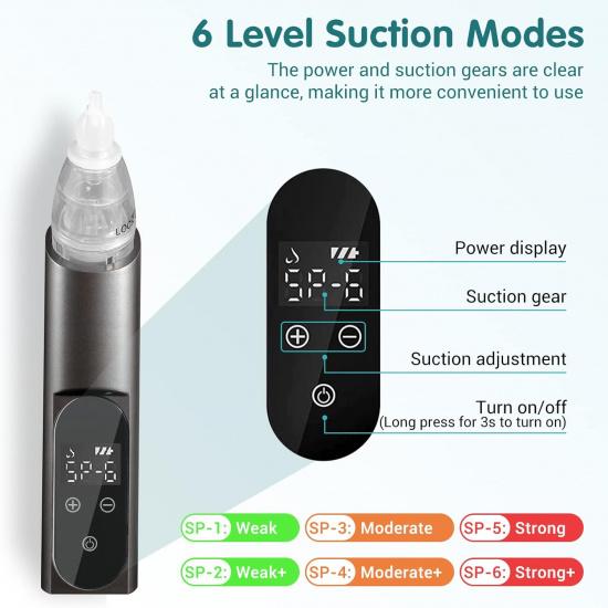 Ear Wax Vacuum Removal Kit with Carrying Case, 6 Levels Strong Suction Electric Ear Cleaner Ear Vacuum Wax Remover, USB Charge Earwax Removal Vacuum