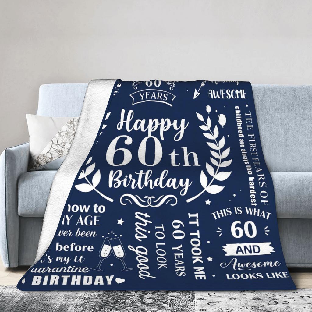 Turning 60 Year Present For Man's 60th Birthday Blanket Adults Flannel Throw Blanket For Bedroom Warm Comfy Quality Bedspread