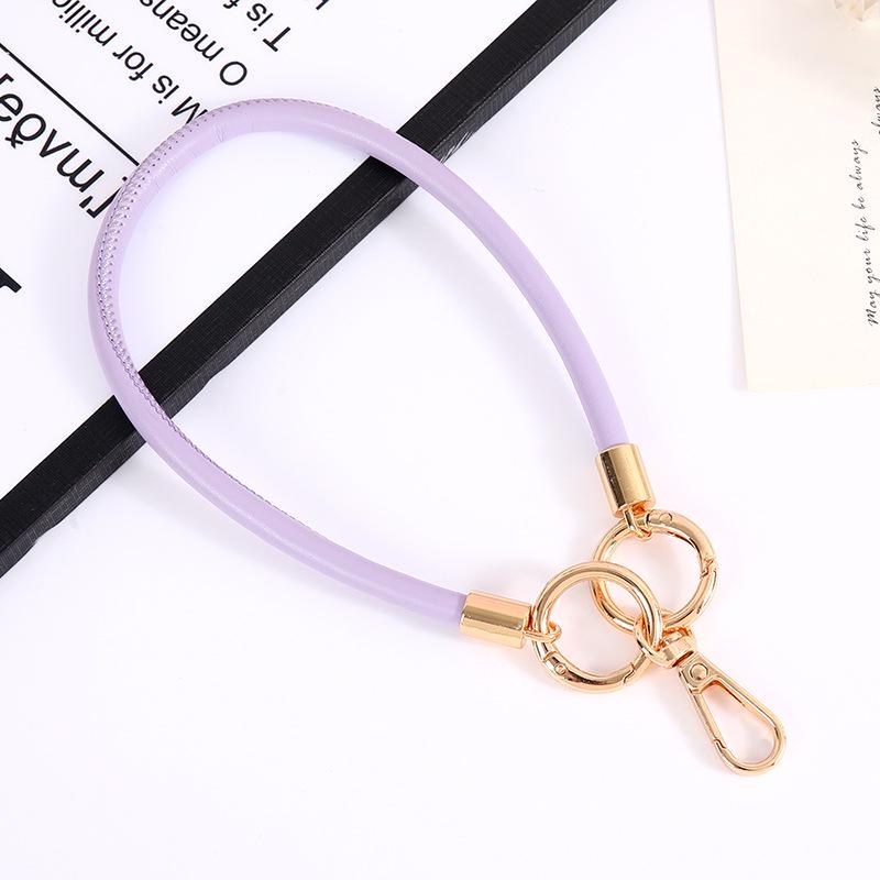 Trendy 6mm Leather Cord Keychain: Fashionable Wrist Strap Mobile Phone Lanyard