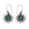 Natural Emerald 8 Mm Round Gemstone 925 Sterling Silver Boho Sun Drop Dangle Earring For Women & Girls