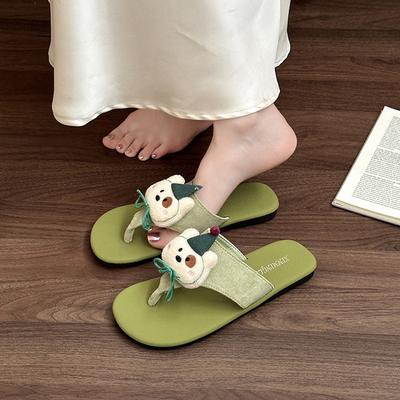 Мультяшные милые куклы толстоподошвенные крутые тапочки женские новые летние супер огонь повседневные удобные на плоской подошве крутые тапочки