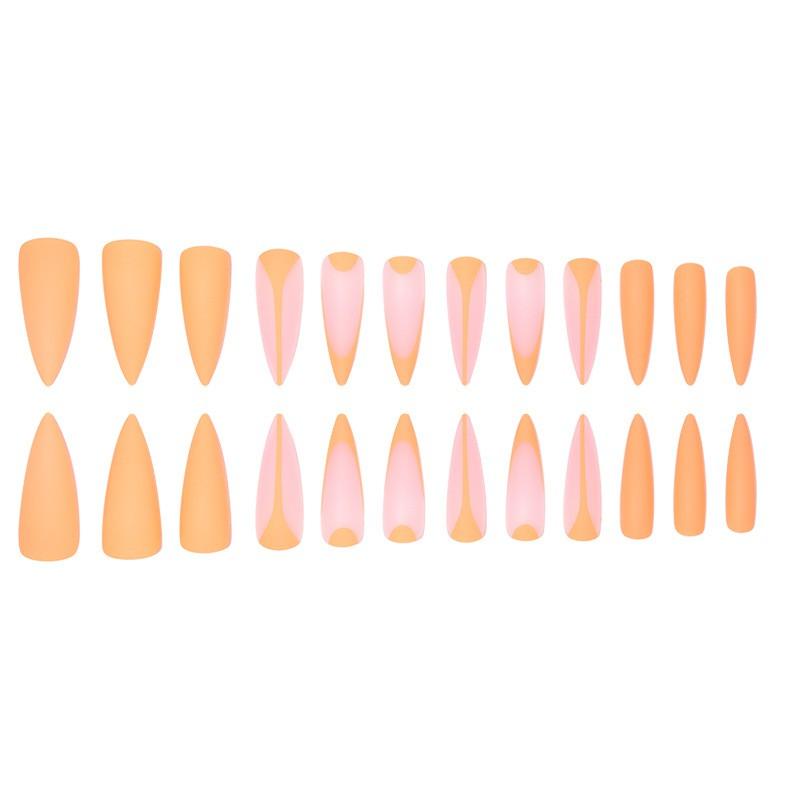 Matte Orange Long Pointed Press-On Nails Minimalist Style Wearable Nail Tips CJCY-144