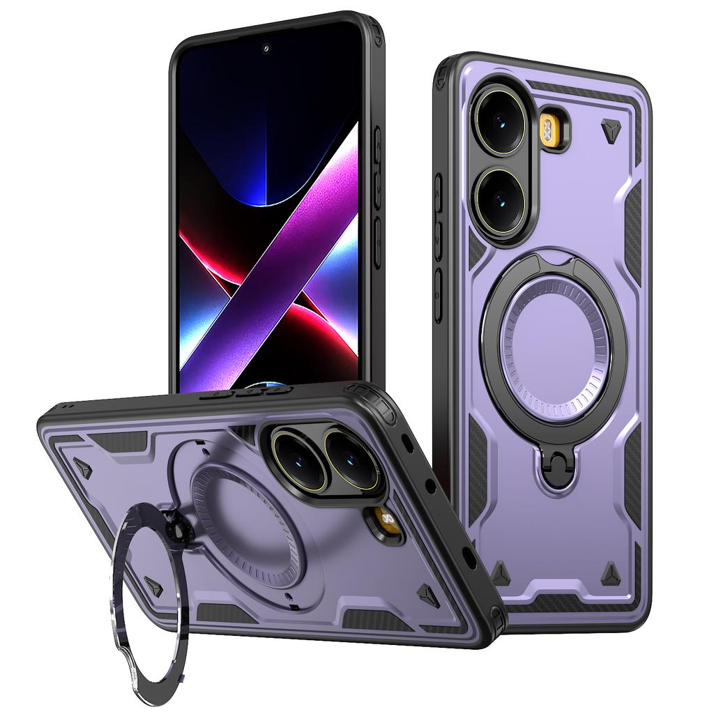 Для Xiaomi Poco X7 Pro 5G Redmi Turbo 4 Чехол Броня Противоударный Вращающийся на 360° Магнитный Металлический Стенд TPU Рамка Пластиковая Крышка для Телефона