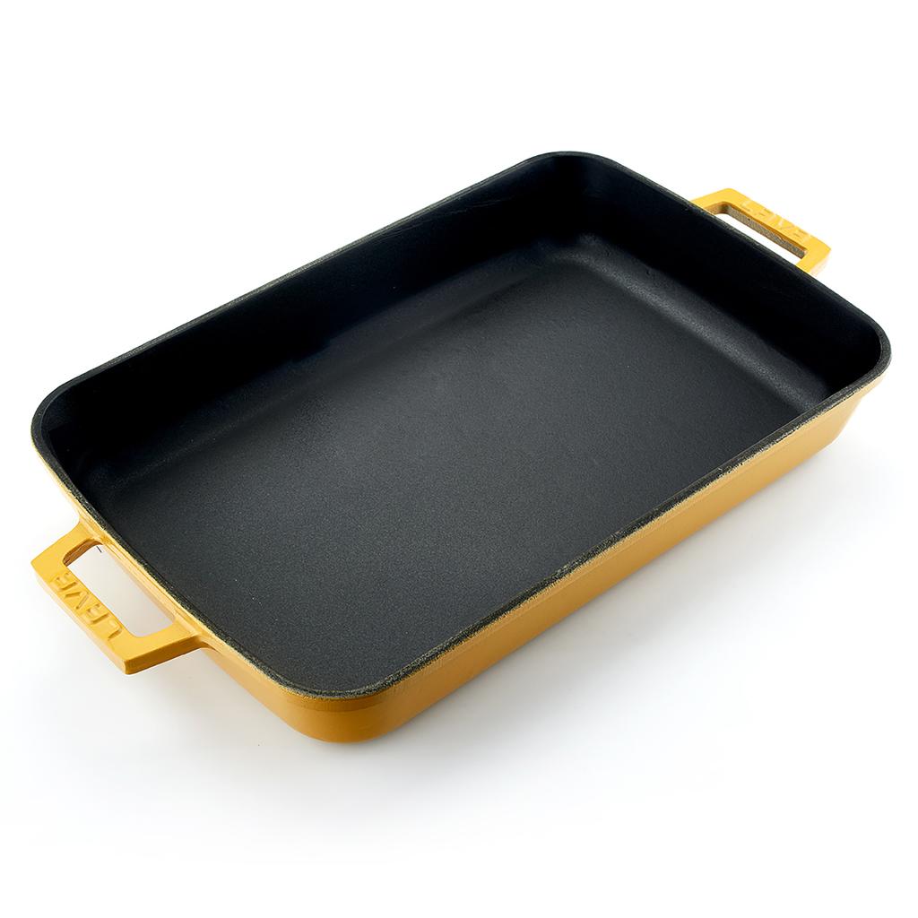 Lava Cast Iron Rectangle Spring Series Roaster. Dual Handle,  26X40cm.