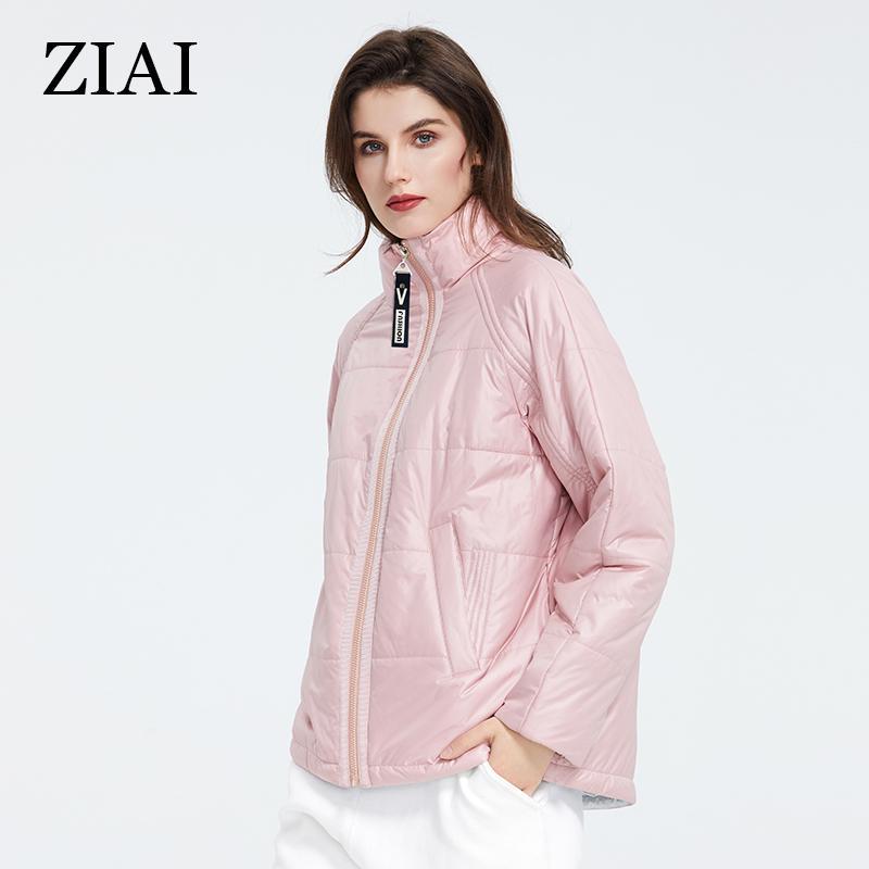 ziai Весенняя женская куртка, короткое теплое тонкое хлопковое пальто ярких цветов с воротником-стойкой, модная верхняя одежда